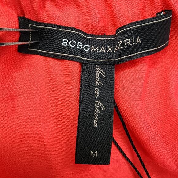 NEW BCBGMAXAZARIA Dress Womens M Red Berry Malia Strapless Ruffle Elastic Waist - Picture 6 of 12